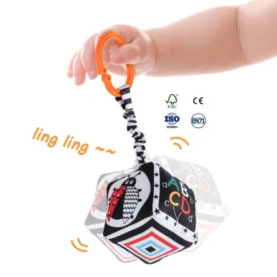 Black and White High Contrast Baby Toys Soft Baby Book for Newborn 0-3-6-12 Months Visual Stimulation Folding Cloth Book