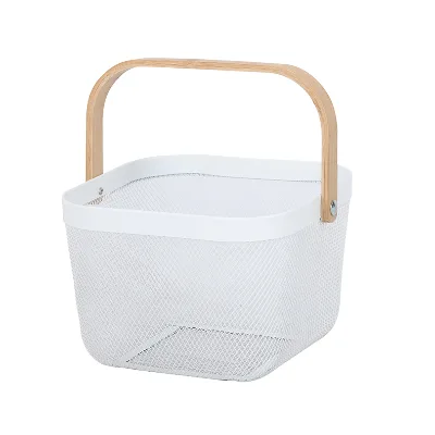 Wire Baskets with Wood Handle Luxury Decorative Kitchen and Home Decor Handcrafted Metal Wire Baskets