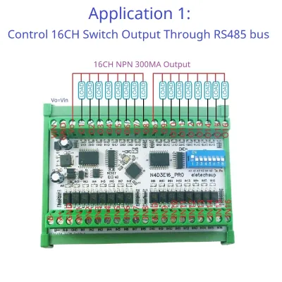 N4D3E16 Pro 16ch Bidirectional Full-duplex Transparent Transmission of Digital IO RS485 Modbus RTU Module DIP Switch Board