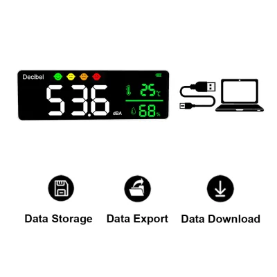 Noise Decibel Meter Real Time Sound Detection Support History Data Logging and Download Sound Alarm Sound Analyzer