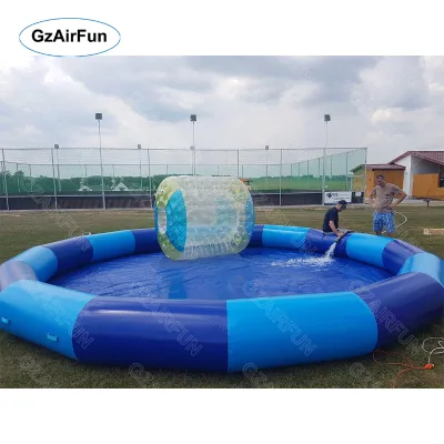 Commercial Inflatable Round Water Pool, Blue Two-tone Inflatable Swimming Pool for Water Roller, Bumper Boat, Kids Water Play