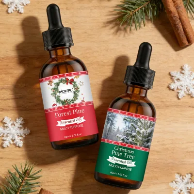 MOKERU Christmas Design 60ML Pine Essential Oil Custom Your Label Packing Support for Cozy Home Atmosphere Everyday Use