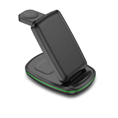 15W Folding Fast Charging Universal Phone Stand 3 in 1 Multi Portable Wireless Charger with Light
