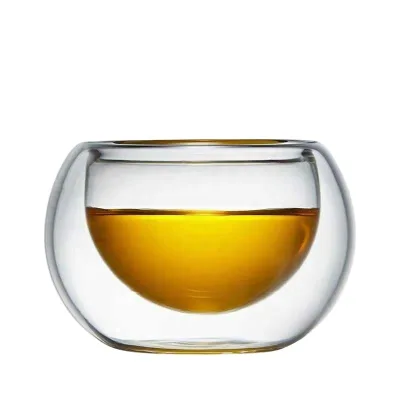 Glass Tea Cup Double Layer Insulated Small Tea Cup Household Transparent Glass Tea Mini Small Cup
