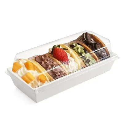 Eco-Friendly Wholesale Disposable Paper Takeout Boxes with PET Lids for Sushi and Desserts