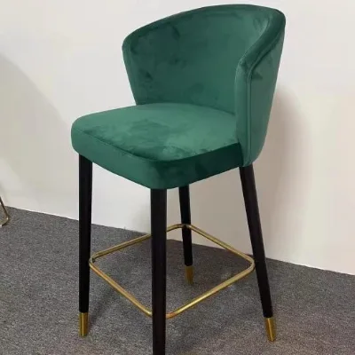 BST Home Furniture Italian Luxury Style High End Green Modern Wood Velvet Bar Stool