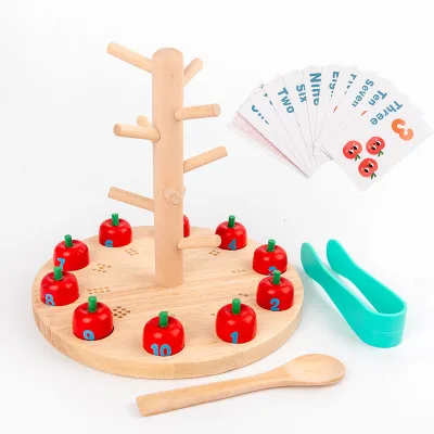 Christmas Gifts Wooden Toys Children's Wooden Apple Tree Math Teaching Aids Hands-on Training DIY Toys