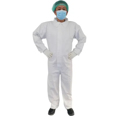 SF Coverall with Collar Water Proof Anti-Chemical Anti-static Loose Fit Clean Room Painting Working Suit