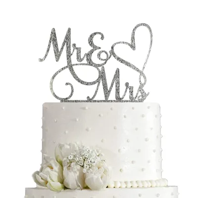 Acrylic glitter cake topper for wedding
