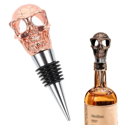 Factory Unique Halloween Metal Skull Wine Stopper Zinc Alloy Wine Pourer Deflector New Design Halloween Souvenirs and Gifts