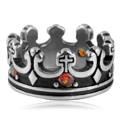 Hot Selling Titanium Steel Crown Ring Fashionable Vintage Style for Men and Women Multi Color Scratch Resistant Ring