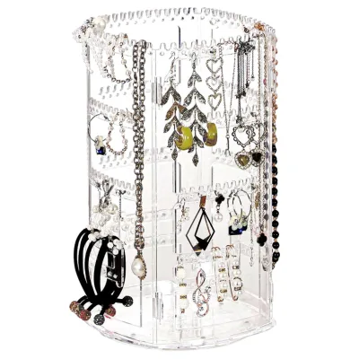 Rotating Jewelry Display Stand Multi Purpose Desktop Holder for Earrings and Necklaces