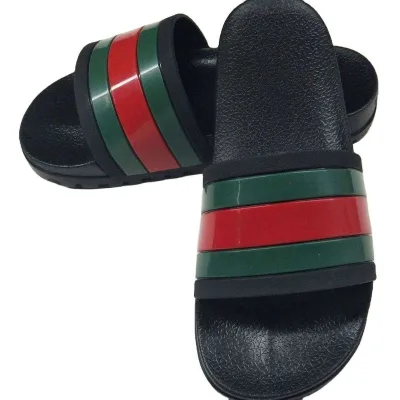 Men's Luxury Designer Brand Genuine Leather Upper & Lining Shock-Absorbing Rubber High Quality Outdoor Slippers
