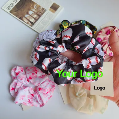 PL Custom Scrunchies with logo Satin Animal Print Scrunchie Hair Scrunchies with Printed logo