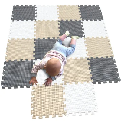 Hot-Selling EVA Foam Material Interlocking Shaggy Non-Toxic Safe Padding Play Mat with Edge for Baby Crawlingng