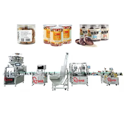 Candy &coffee Bean & Nuts & Puffed Food Jars Weighing Filling Sealing Capping Labeling Packaging Machine