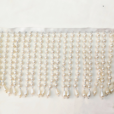 Hot Sell Ivory Long Beaded Tassel Fringe Pearl Trims Decorative Trimming for Dresses