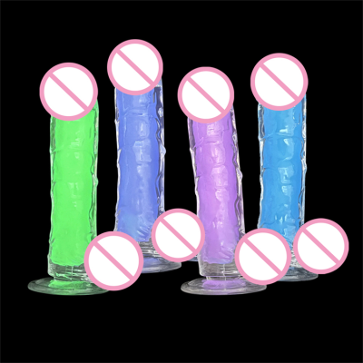 Rubber Plastic Penis Sex Toys for Female, Double Color Luminous Sexy Artificial Penis for Men