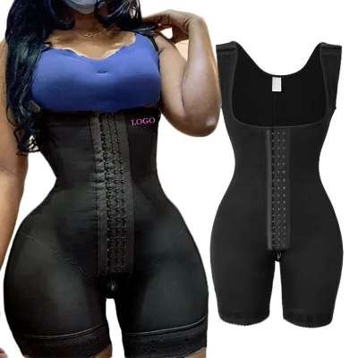 High Compression Colombian Girdles Para Mujer Rows Hooks Closure Women Body Shaper Zipper Crotch Design Adjustable Straps Sheath