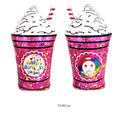 2024 Foil Balloon Bouquet Pink Balloon Happy Birthday Ice Cream Balloon Birthday Party Kids Toy