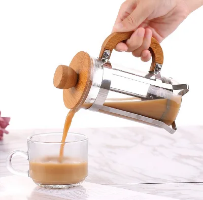 Wholesale Portable Eco-Friendly Wooden French Press Coffee Maker Stocked French Coffee Pot