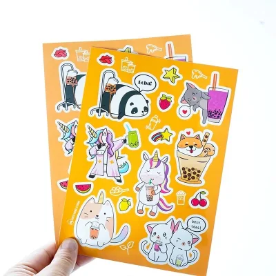 Low Moq Custom Printed Kiss Cut Sticker Decorative Cute Adhesive Sticker Sheet