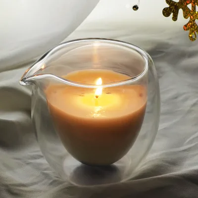 Double Wall Glass Candle Holder Candle Jar Oil Pressure Nozzle Candle Glass Cup
