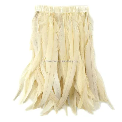35-40cm Hot Dyed Rooster Coque Tail Feather Trim Satin Tape Fringe Bulk Supply for Garment DIY Craft Accessories