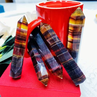 Wholesale Crystal Point Natural Crystal Stone Wand Yellow Fluorite Tower for Home Decor