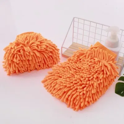 Wholesale Thick Plush Chenille Car Wash Mitt Double Sided Coral Fleece Lining Super Absorbent Auto Detailing Cleaning Glove