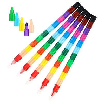 BESTLINE Hot Selling Stacking Crayons DIY Colors Crayon 5 Pieces Building Block Oil Pastel With Vibrant Color Non-Toxic For Kids