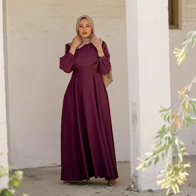 Aschulman OEM ODM Wrap Maxi Islamic Chiffon Casual Abaya Vrouwen Ontwerp Met Hijab for Women