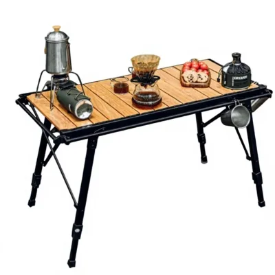 Outdoor IGT Aluminum Tactical Folding Rectangular Table Height-Adjustable Portable Roll-Up BBQ Camping Multi-Functional Table