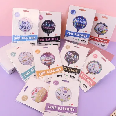 Good Quality Happy Birthday Foil Balloons Round Custom Printed Inflatable Advertising Balloon with Rod for Party Supplies