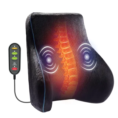 Waist Lumbar Support Pillow for Chair Memory Foam With Vibration Massage and Heating Function