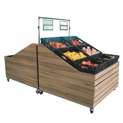 Wooden Fruit and Vegetable Rack Stands Display Rack for Supermarket Vegetable Rack