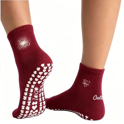 Custom Yoga Socks Custom Pilate Socks Crew Seamless Anti-Slip Grip Socks with Spandex Nylon Cotton Blend
