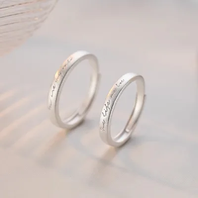 Hot Sale  S999 Sterling Silver Endless Love Matching Couple Rings for Him and Adjustable Wedding Rings for Lover Matching Rings