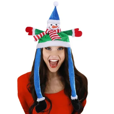 Wholesale Custom Moving Funny Snowman Hat with New Santa Hat Factory Product Moving Santa Hat with Ears Cosplay Party