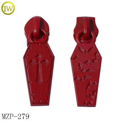 Personalized Red Enamel Puller Tags Zinc Alloy Handbag Hardware Red Zipper Slider for Halloween Elements