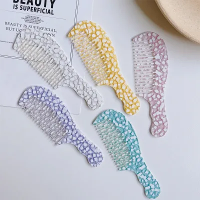 New Design Beauty Cosmetic Mini Hand Held Mirror Comb Set Convenient Vintage Acetate Marble Comb Makeup Mirror For Women Girls