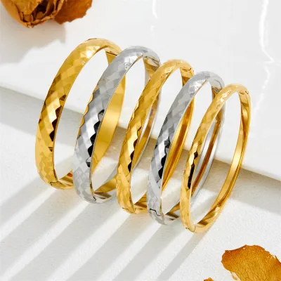 Versatile Artificial Jewelry Bangles for Women Simple Stainless Steel Bangle Wholesale Gold Plated Accessories ALN25120555