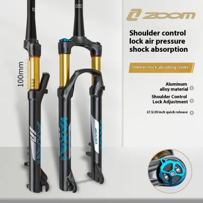 27.5/29 Inch Zoom Mountain Bike Front Fork Disc Brake 120mm Travel Air Damping Quick Release Axle Straight Steerer Adjustable
