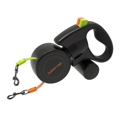 9ft Adjustable Dual Small Dogs tangle Free Retractable Pet Leash with Poop Bag Dispenser