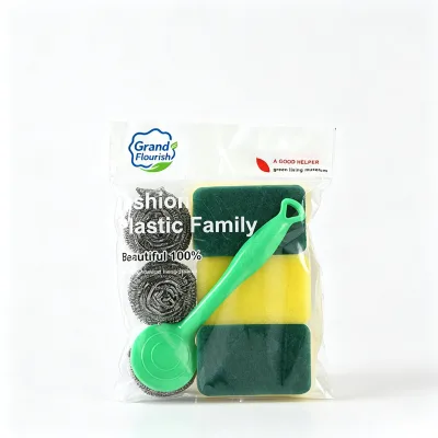7Pcs Stainless Steel Wire Brush Sponge Scrubber Set High Absorption Dish Cleaning Eco-friendly Sustainable Factory Direct