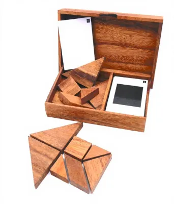 Eco-friendly Wooden Double Tangram Puzzle with Engraving-Christmas Edition for Two Customized Color Logo Rombol Brand MOQ 300pcs
