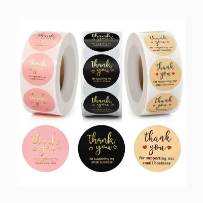 Custom Sticker Round Paper Logo Printing Label Sticker Round Thank You Stickers Roll Promotional Stickers