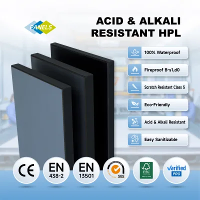 Strong Corrosion Resistance Chemical Resistant Decorative HPL Board for Industrial Wall Lining Chemical Resistant HPL