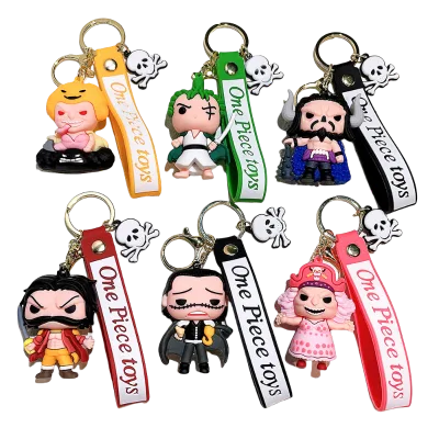 Soft Rubber Luffy Key Chain 3D Doll Cute Cartoon One Pieces Keychain Zoro Pendant Kids Gift Car Keychains Wholesale Custom