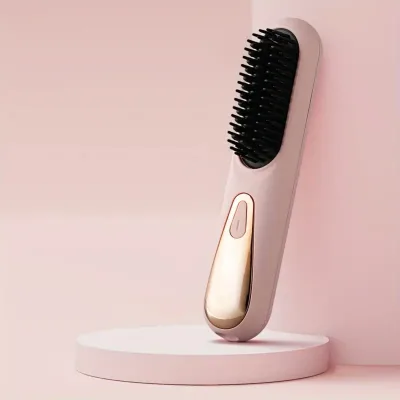 Wireless Professional Portable Electric Heating Comb Negative Ionic Straightening Hair Brush Hot Hair Straightener Comb